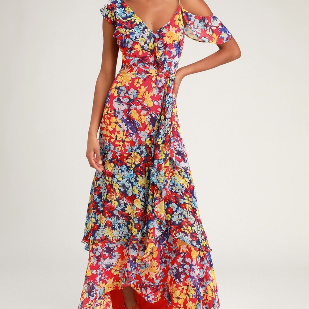 Floral Cold Shoulder Maxi Dress